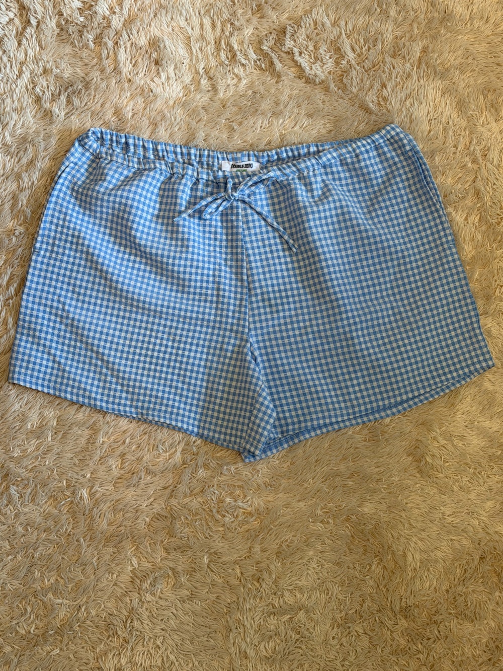 Blue and White Gingham Tie-Front Shorts